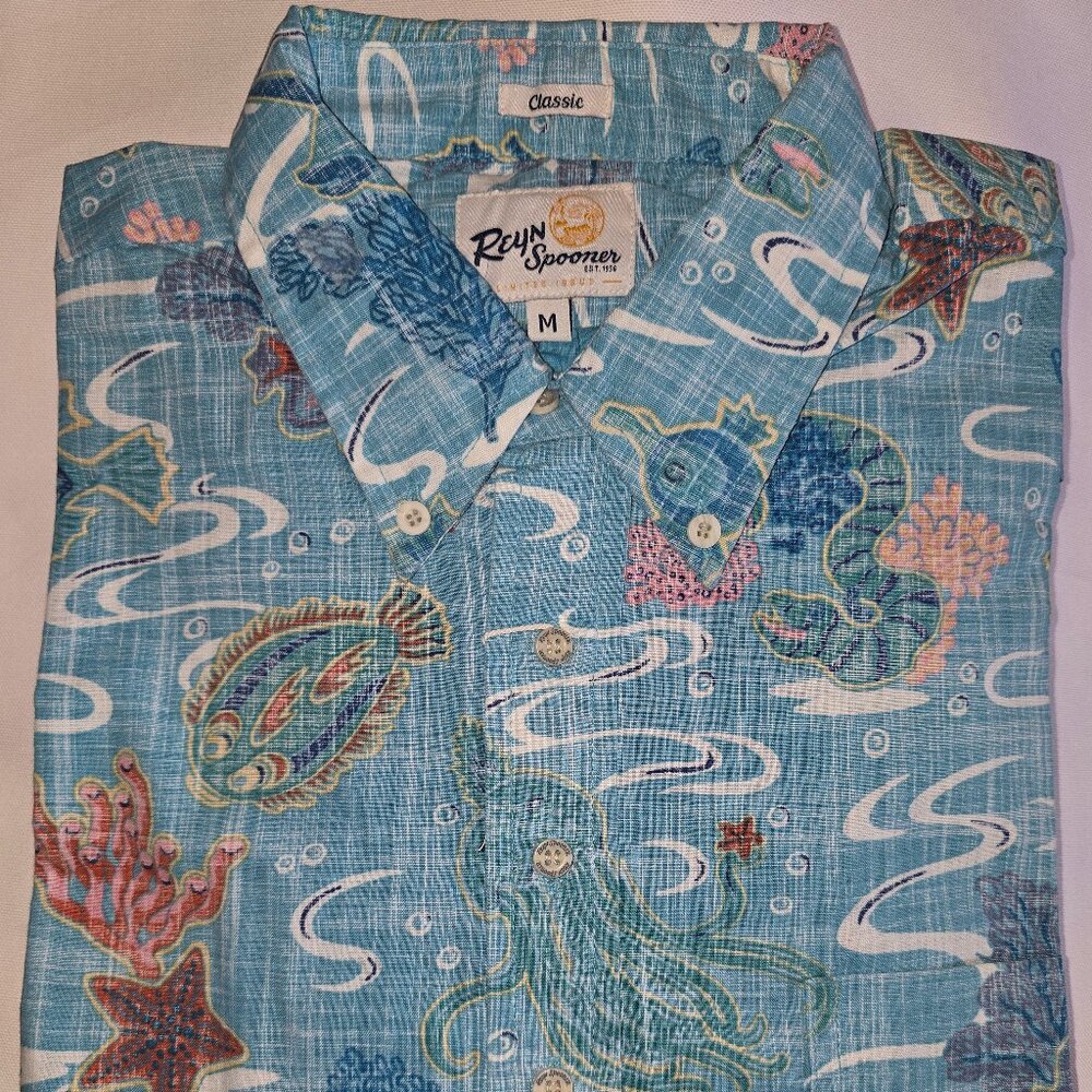Reyn Spooner Sea Safari Classic Pullover Shirt Maui Blue